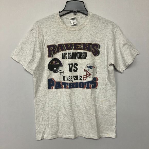 2012 NFL AFC Championship Ravens Patriots T-Shirt Tee Size Medium B187 -29C - Picture 1 of 12